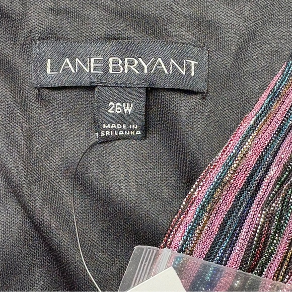 NEW Lane Bryant Metallic Rainbow Midi Dress Size 26W V-Neck Sheer Lined - Picture 9 of 12